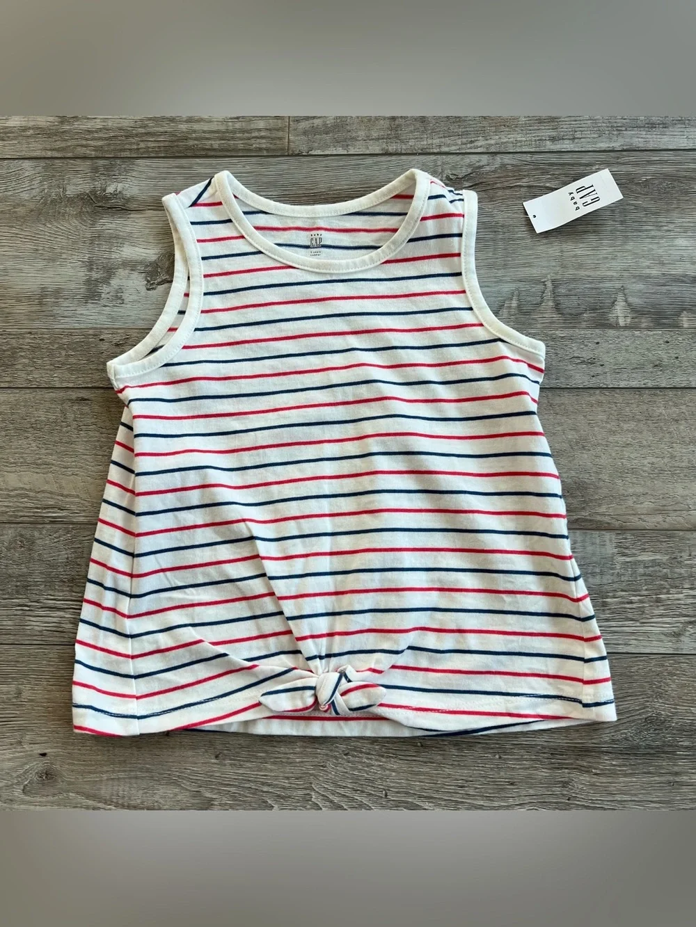 NWT Gap Girls Red, White and Blue Striped Tank Top Size 5